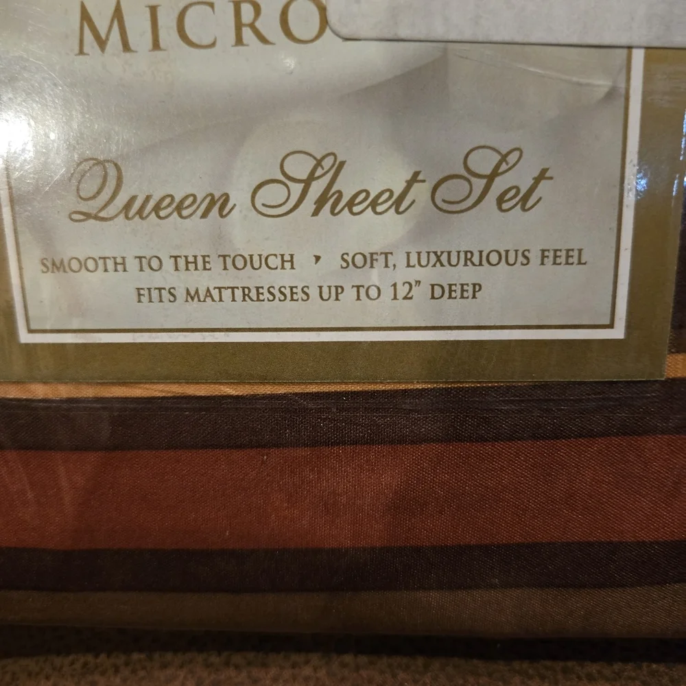 Madison Soft Touch *Queen* Microfiber Bedding Sheets - Brown/ Yellow Gold/ NEW!